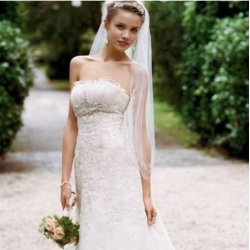 NWT Davids Bridal Beaded Lace Wedding Dress - Picture 2 of 7